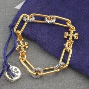 Tory Burch Roxanne Chain Pav?? Bracelet in Gold (BRAND NEW)
